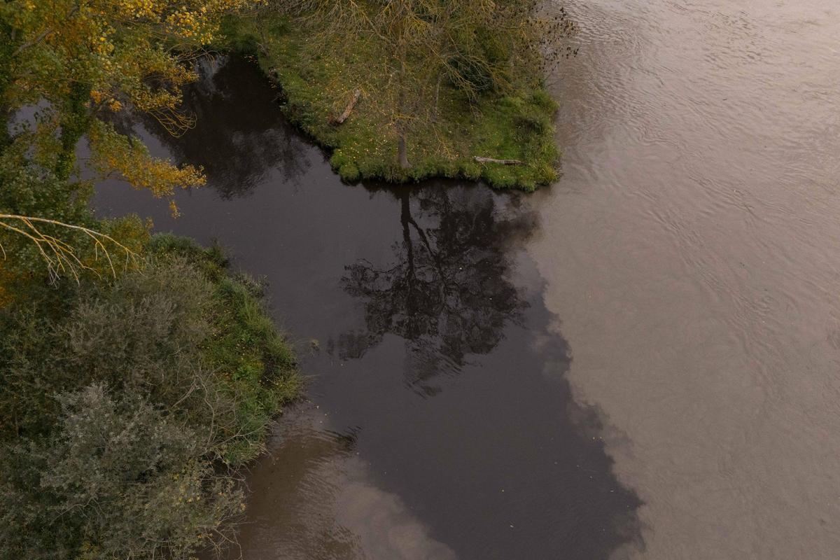 Foto de dron de la desembocadura del río Leira, en Vilamartín.