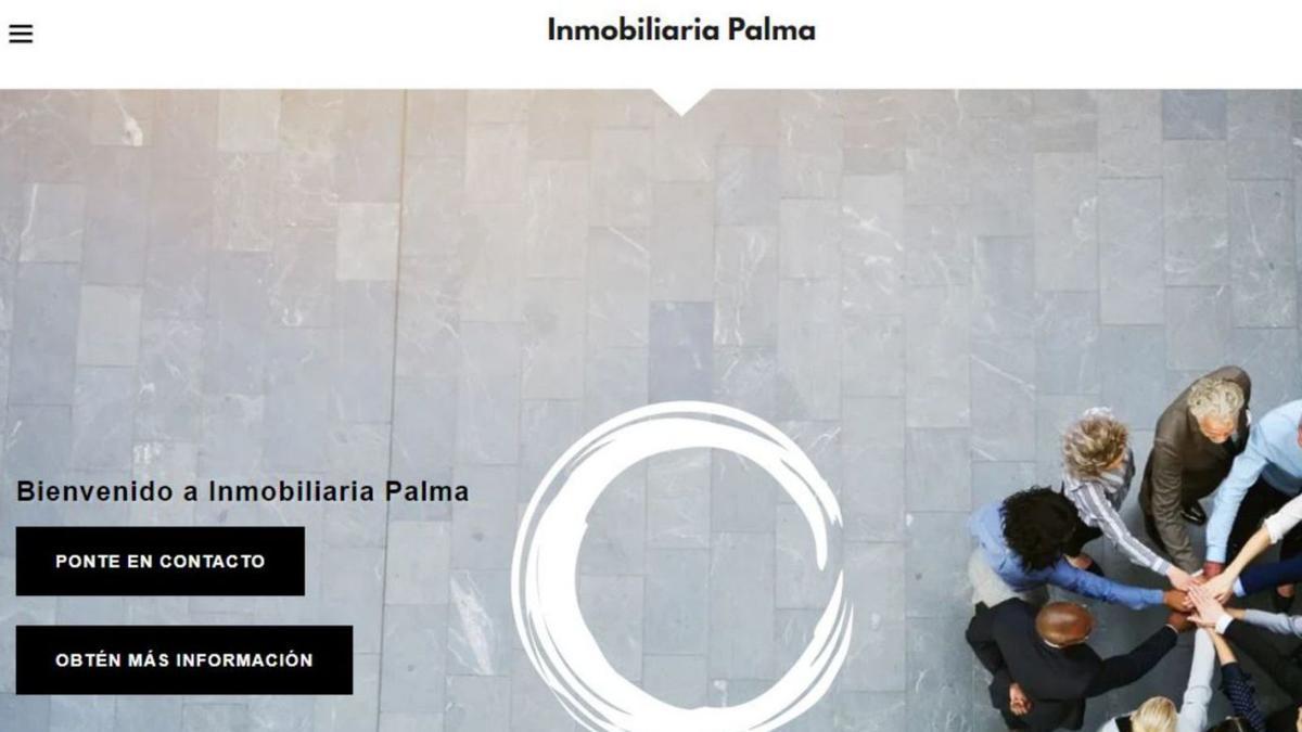 Web de una inmobiliaria supuestamente domiciliada en Palma creada con fines fraudulentos.