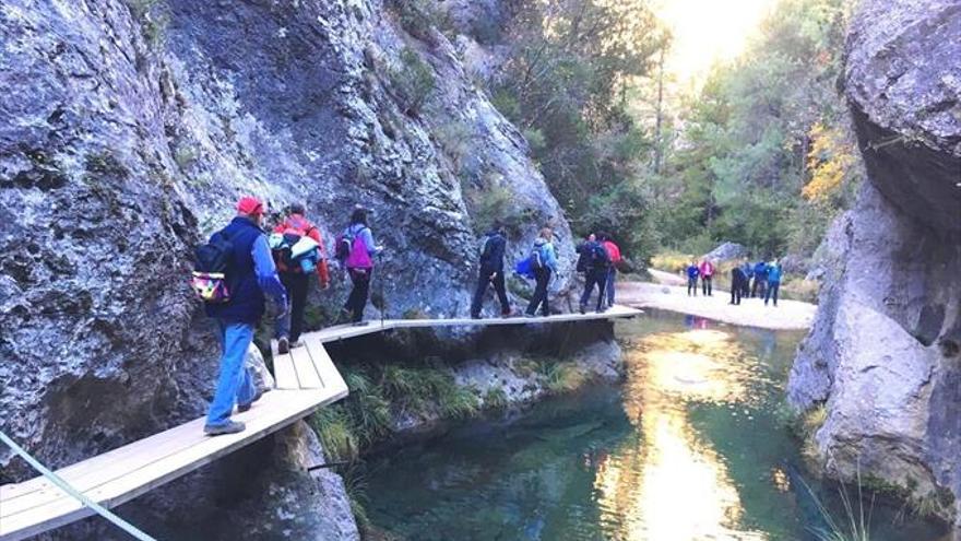 Caminata de senderistas de la comarca por El Parrizal de Beceite