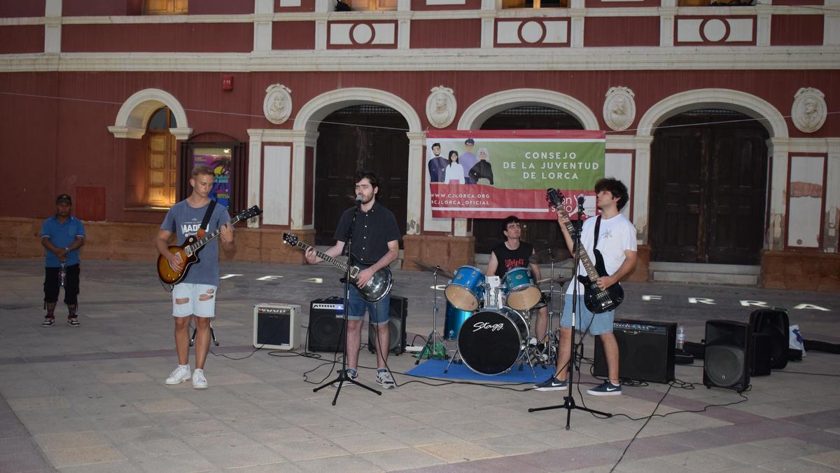 El grupo musical lorquino State of Decline este sábado en la Plaza Calderón de la Barca.