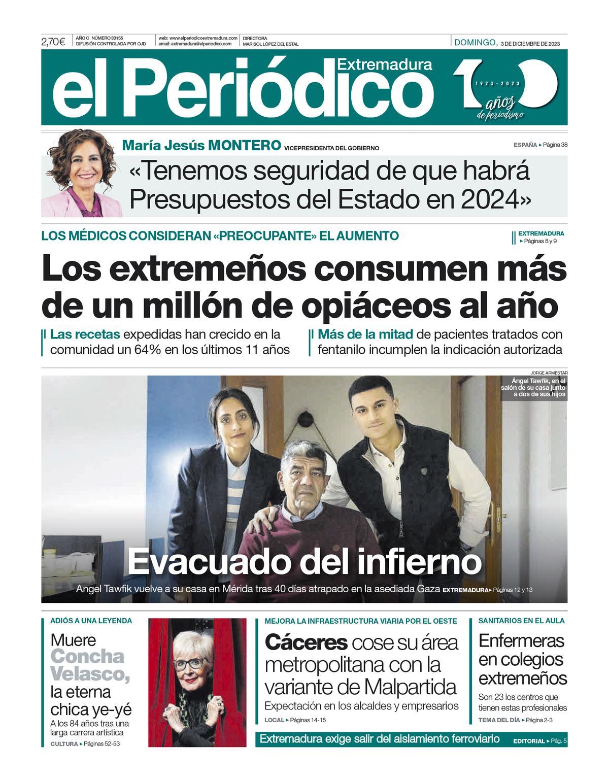 Consulta la portada correspondiente al día 3 de diciembre de 2023