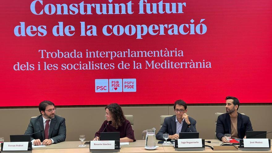 La vicesecretaria general del PSIB, Rosario Sánchez, y los líderes de los grupos parlamentarios socialistas de Baleares, Catalunya y la Comunidad Valenciana.
