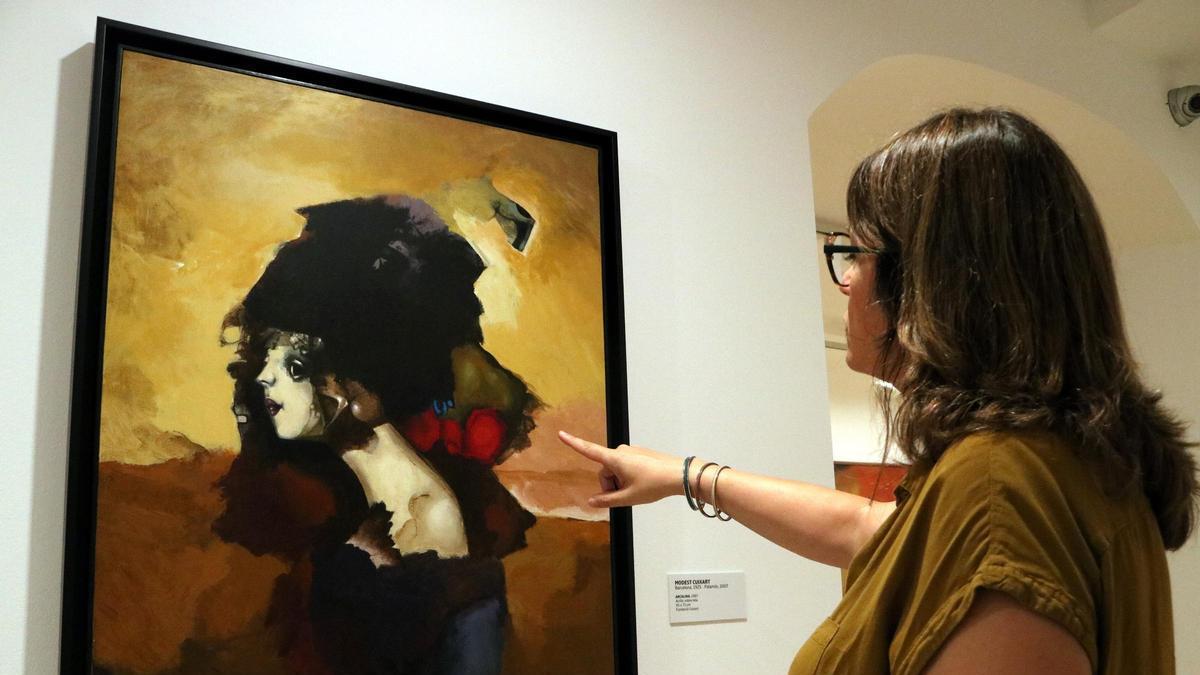 Una de les obres de Modest Cuixart que es poden veure a l'exposició de l'espai Thyssen de Sant Feliu de Guíxols.