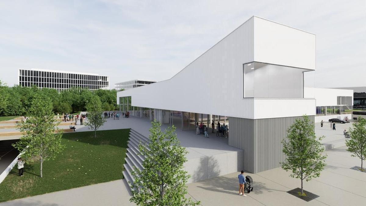 Vista del futuro pabellón deportivo de Arteixo en la avenida Arsenio Iglesias.