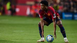 Alejandro Balde durante el España-Escocia en el estadio de La Cartuja de Sevilla