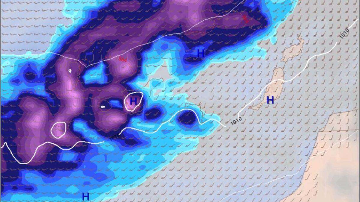 Mapa con la predicción del tiempo para este jueves en Canarias.