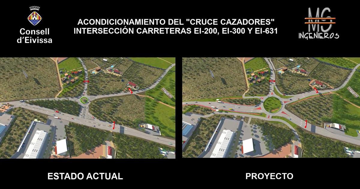 Rotonda que se construirá en el cruce Los Cazadores