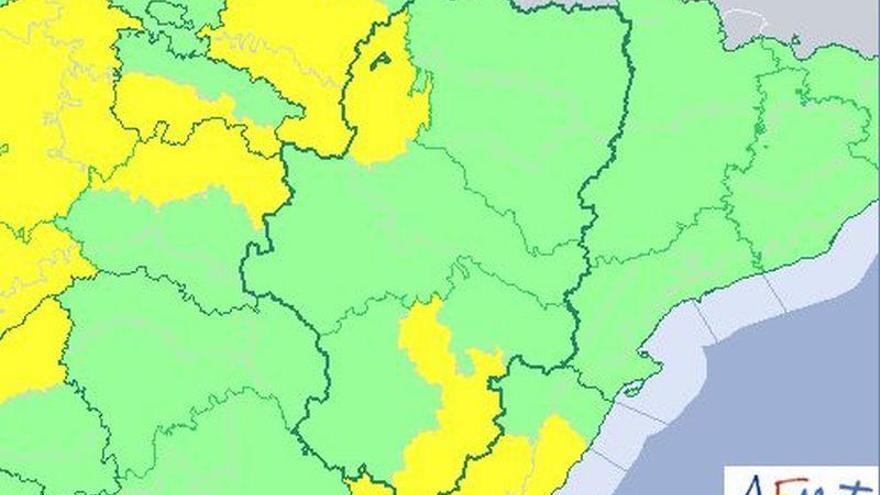 Alerta amarilla por lluvias en Gúdar y Maestrazgo y Cinco Villas el sábado