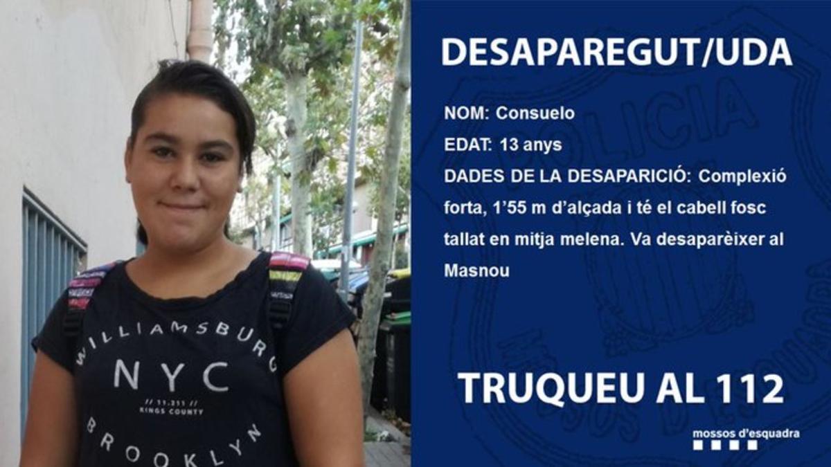 Imagen de la joven de 13 años que ha desaparecido en El Masnou