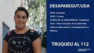 Imagen de la joven de 13 años que ha desaparecido en El Masnou.