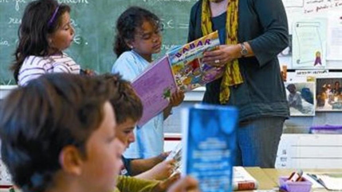 Clase de segundo de primaria en el colegio Pompeu Fabra, en la Sagrera de Barcelona, el curso pasado.