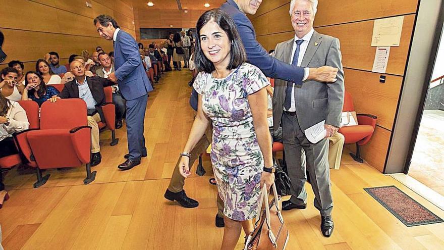 Carolina Darias y José Sánchez Tinoco, en la Cámara de Comercio de Gran Canaria.