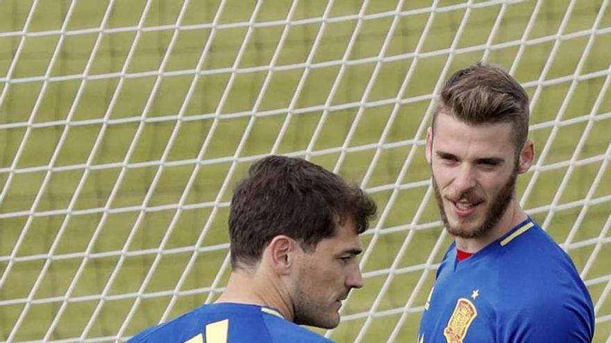 De Gea y Casillas, en un entrenamiento en la Isla de Ré.