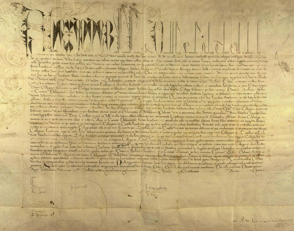 Ejemplo de bula papal del siglo XVI, similar a las emitidas en tiempos de Eugenio IV.