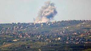 Pueblo libanés de Bint Jbeil durante el bombardeo israelí.