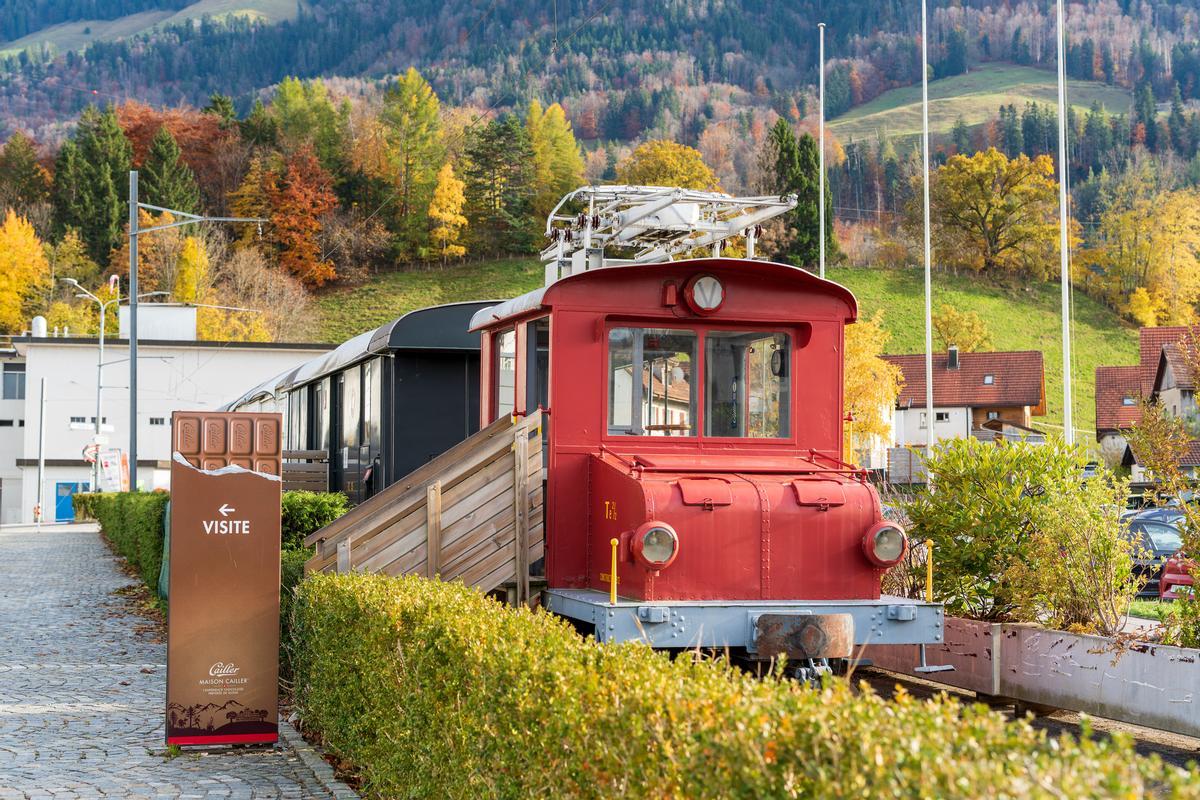El tren del chocolate en la fábrica Maison Cailler