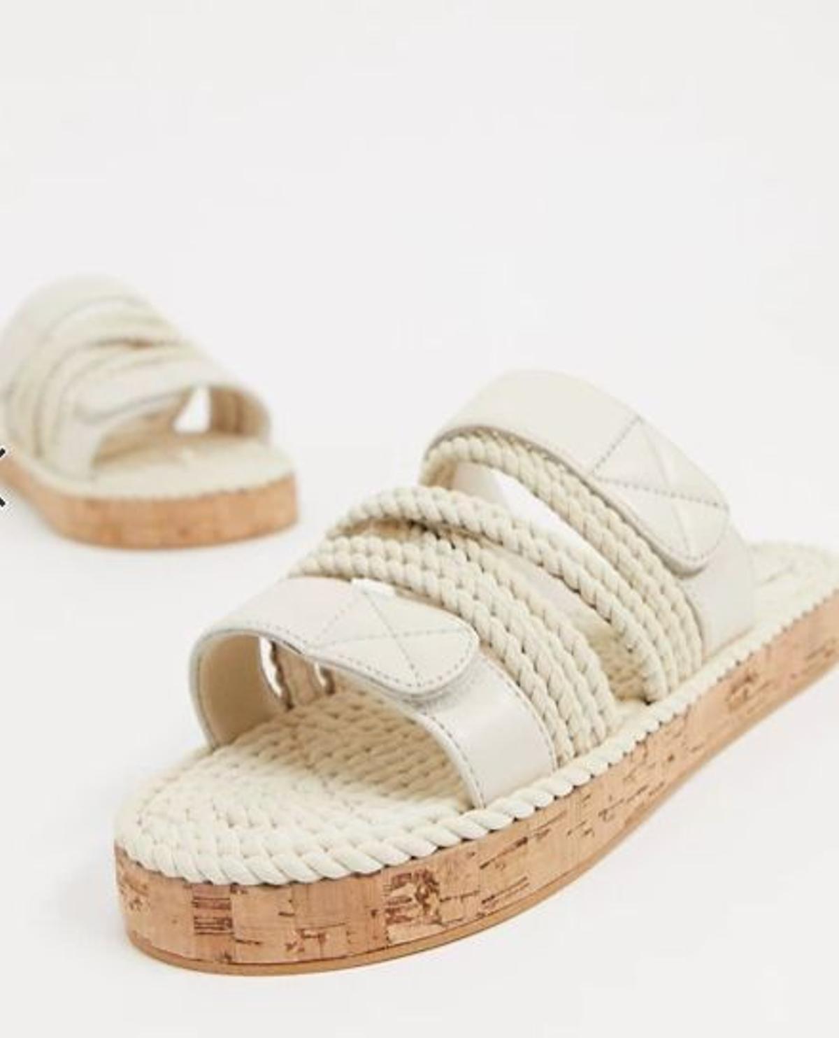 Mules gruesas con cuerdas en color crema Fiesta de ASOS DESIGN