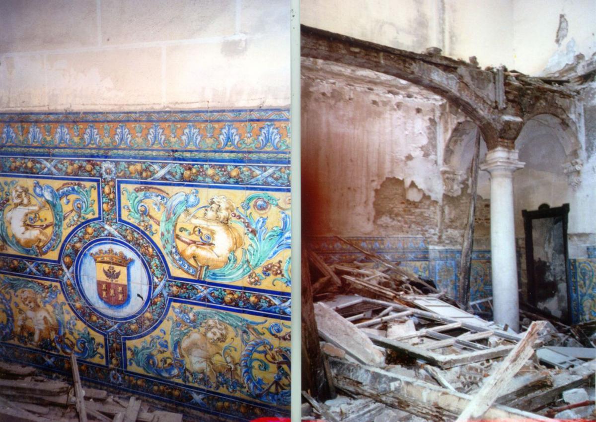 Fotos de archivo de destrozos en el Palacio de Crópani. | ARCHIVO ANTONIO LARA VILLODRES
