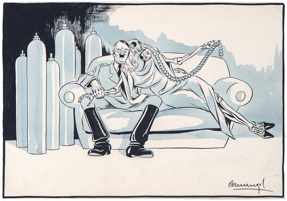 Una de las caricaturas de Mario Armengol que se pueden ver en la exposición organizada por el Museu Nacional d’Art de Catalunya en colaboración con MuVIM, Valencia