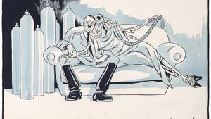 Una de las caricaturas de Mario Armengol que se pueden ver en la exposición organizada por el Museu Nacional d’Art de Catalunya en colaboración con MuVIM, Valencia