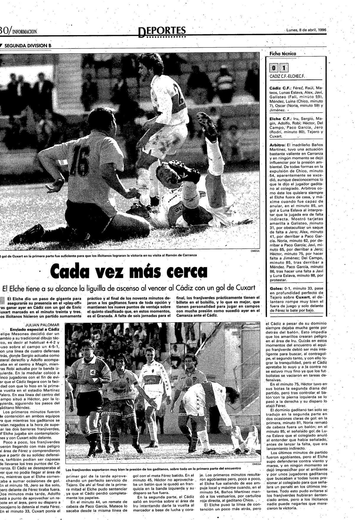 Crónica en INFORMACIÓN de la primera victoria del Elche en Cádiz