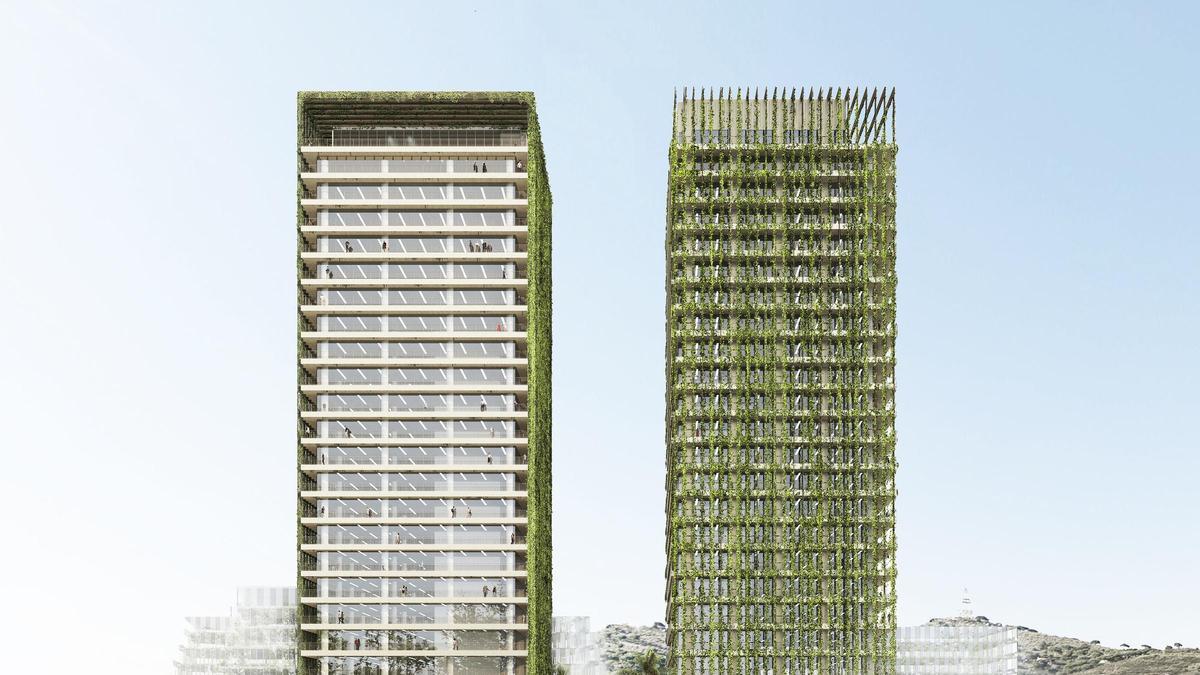 Recreació de l’aspecte que oferiran l’Hotel Tower One i la Innovation Tower.