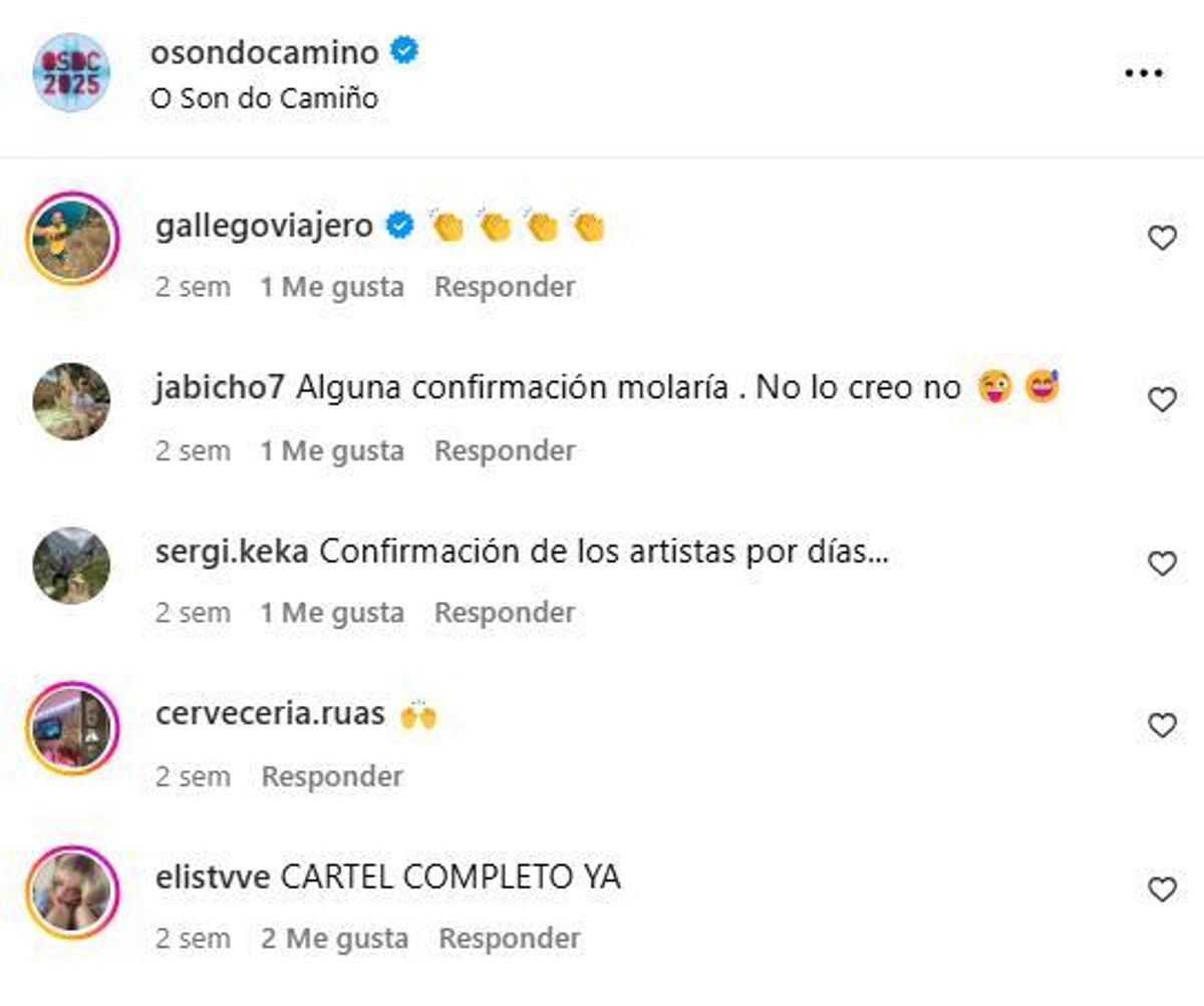Algunos de los comentarios en las redes de O Son do Camiño