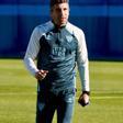 Funes, en un entrenamiento del Málaga CF.