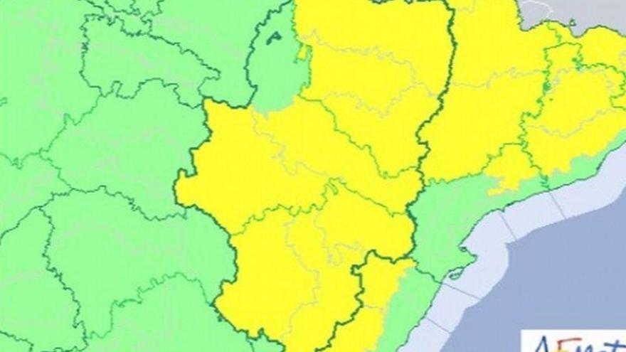 La alerta amarilla se amplía a casi todo Aragón