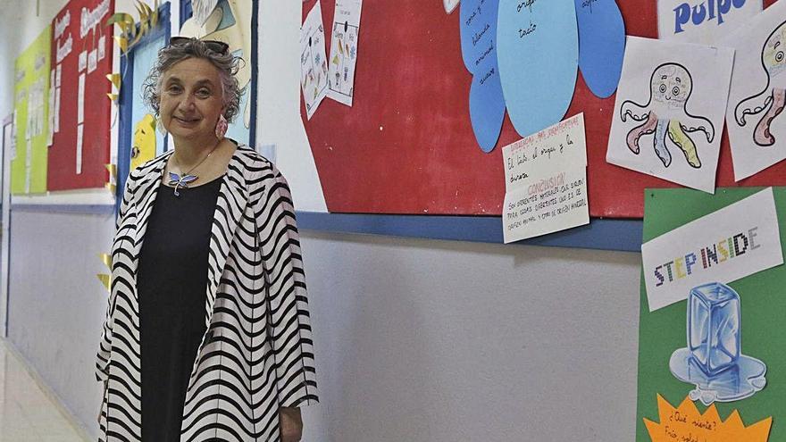 La presidenta de la Fundación Trilema, en su última visita al colegio de Zamora.