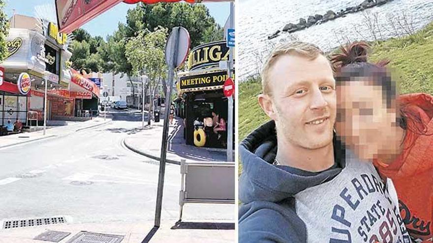 Los hechos ocurrieron el viernes de madrugada al final de la calle Punta Ballena, en Magaluf. El turista norirlandés fallecido en el hospital, Aaron H., de 30 años (derecha).