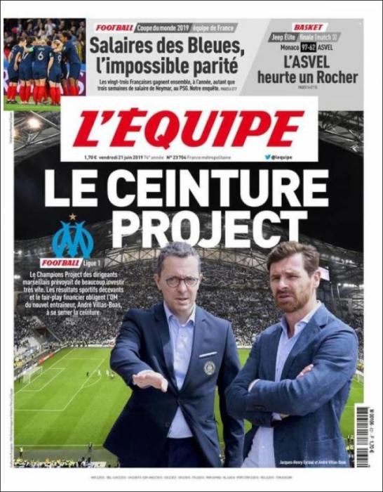 Portada L'ÉQUIPE viernes 21 de junio de 2019