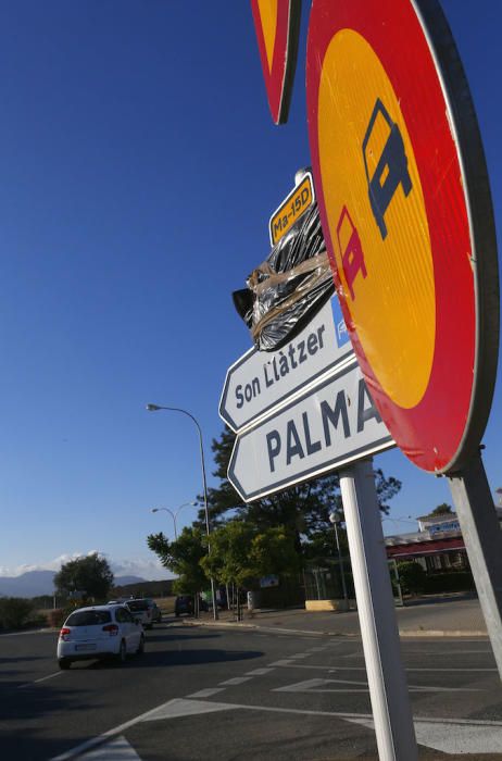 Primer día de cortes en la carretera de Manacor con largas retenciones en toda Palma