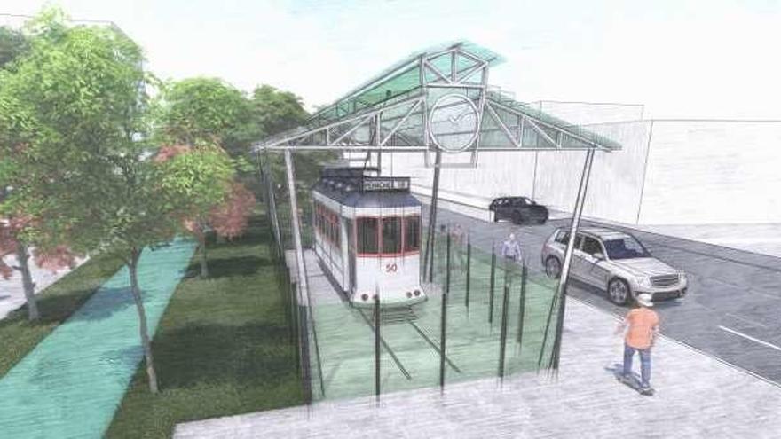 Recreación virtual de la futura cochera de vidrio para el tranvía de Coia.  // FdV