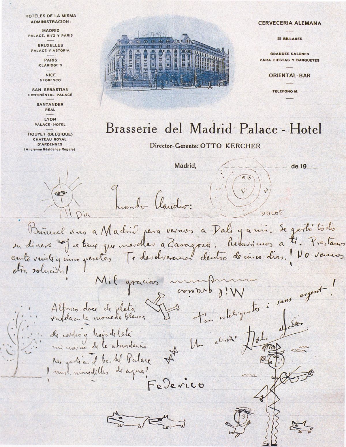 Carta completa de Federico García Lorca y Salvador Dalí a Claudio de la Torre.