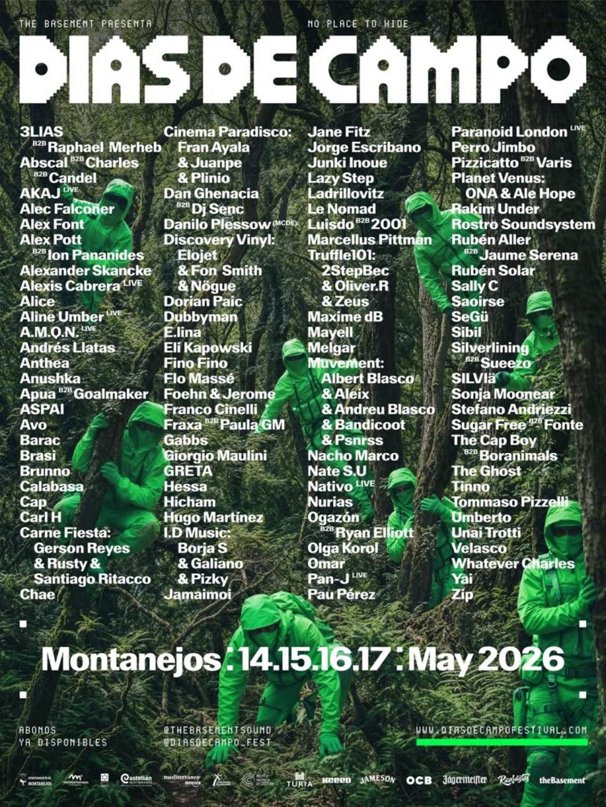Cartel de la presente edición del festival Días de Campo que se celebra en Montanejos del 14 al 17 de mayo.