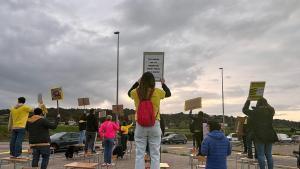 Protesta docente este jueves a primera hora de la mañana.
