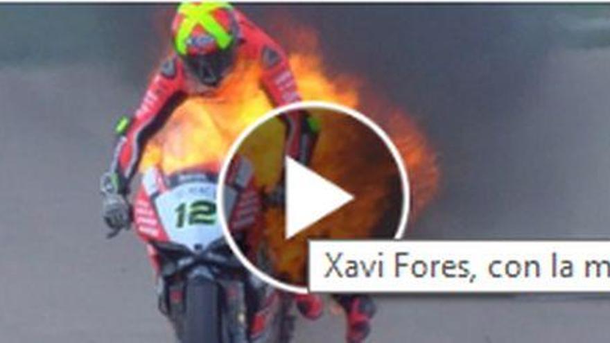 Xavi Forés, envuelto en llamas en el circuito de Motorland