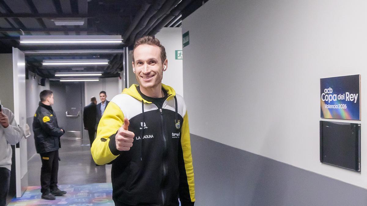 Marcelinho Huertas, a su llegada a la última Copa del Rey.