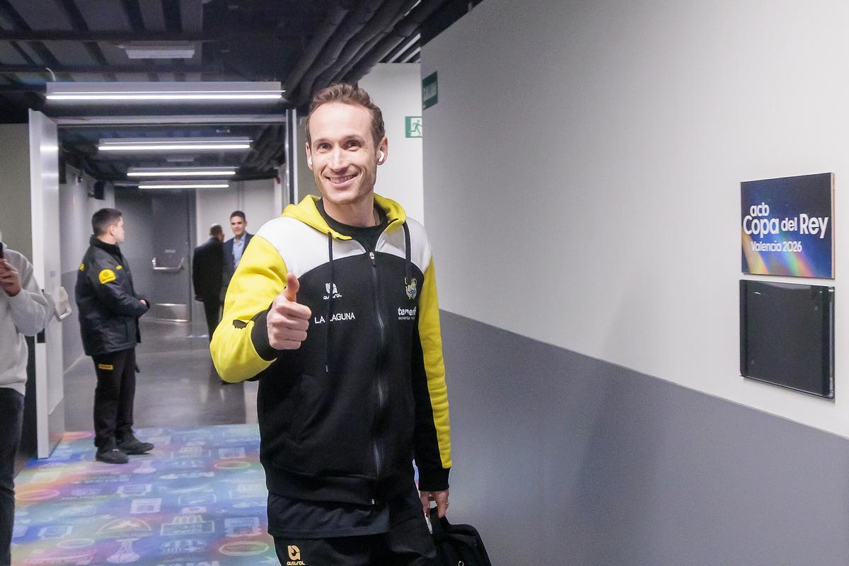 Marcelinho Huertas, a su llegada a la última Copa del Rey.