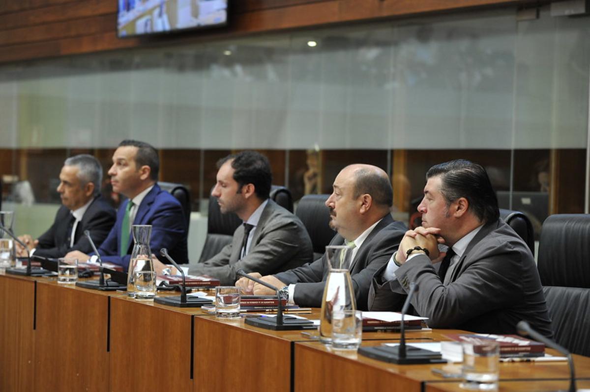 Diputados de Vox durante la sesión constitutiva de la Asamblea de Extremadura, el 20 de junio de 2023.