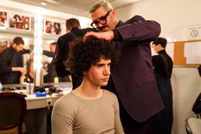 Isaac Salido en el backstage de Palomo Spain