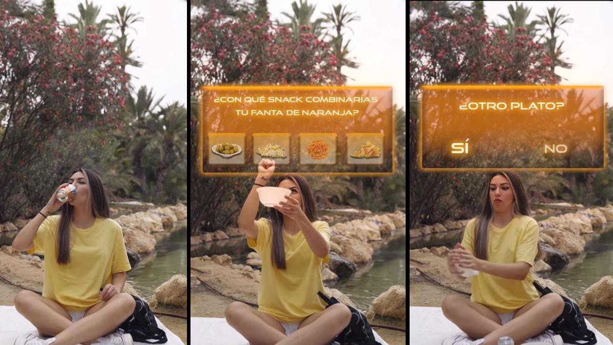 Tres fotogramas del último vídeo publicitario de Lara Fructuoso en Instagram