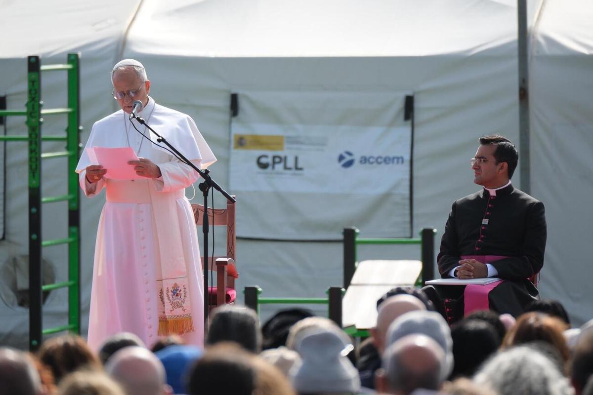 Acto del papa León XIV en el Centro de Acogida de Migrantes en Las Raíces, en La Laguna (Tenerife)