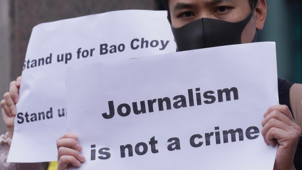 Protestas de periodistas en Hong Kong.