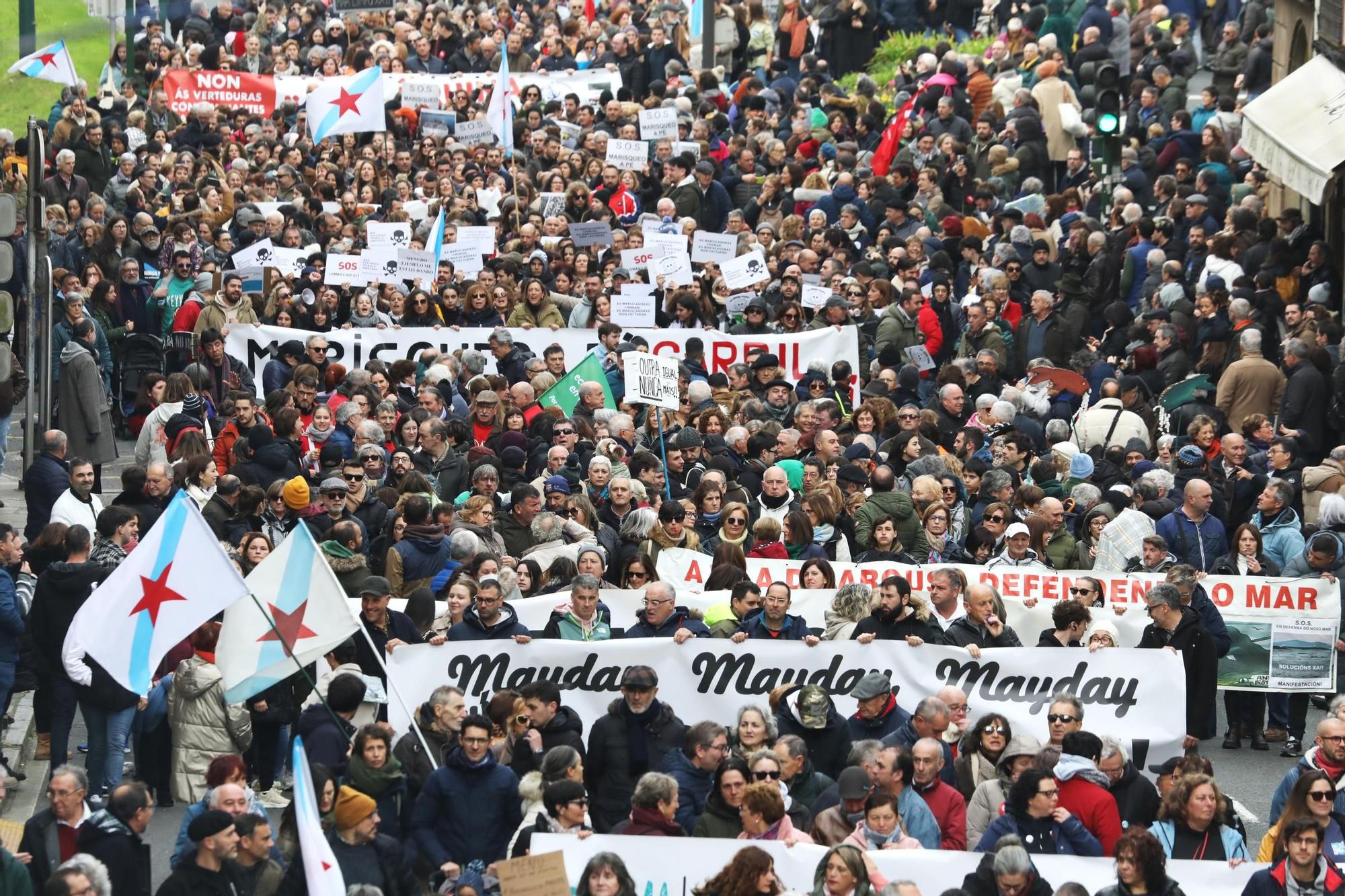 Así se ha desarrollado la manifestación por la crisis de los pélets en Santiago