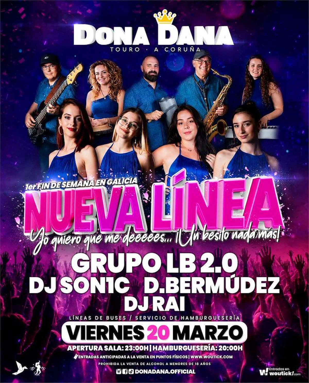 Cartel oficial de la actuación de Nueva Línea en Dona Dana