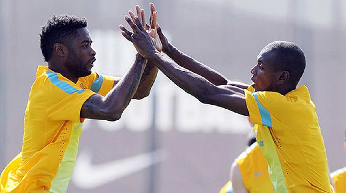Primer entrenament dels blaugranes per preparar el partit contra el Llevant, previ al xoc amb el Bayern.
