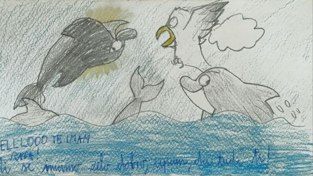 Dibujo enviado por Julija a su padre, Peter Pogacar.