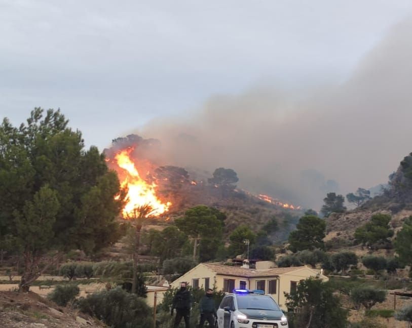 Fuerte incendio forestal en Aigües en una zona llena de chalés y cercana al casco urbano